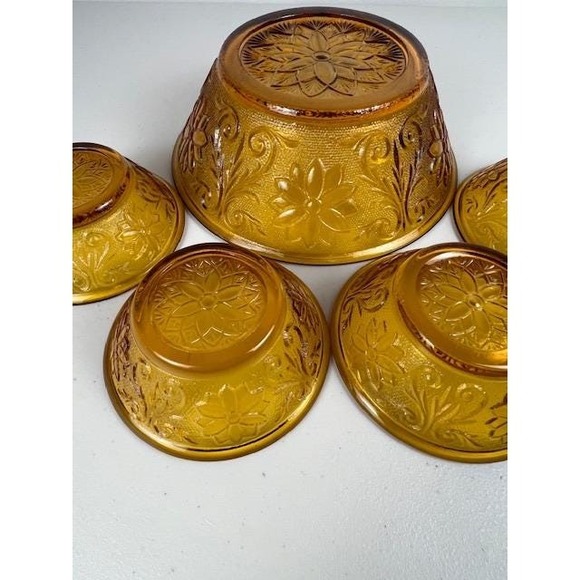 Vintage Amber Tiara Indiana glass large and small bowls serving‎ set mid century - Picture 13 of 16